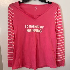 NWT. New Directions long sleeve pink/white women’s lounge top. Size large